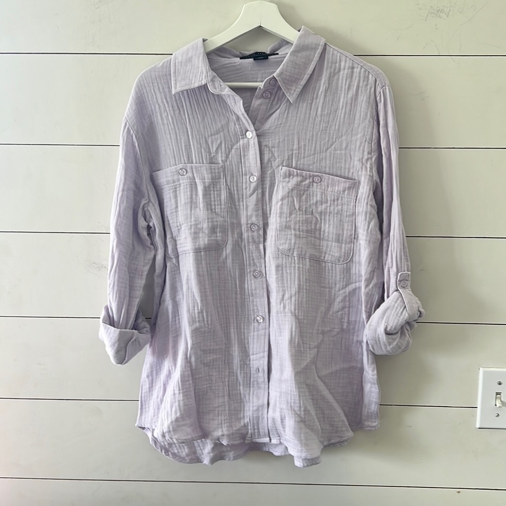 NWT social standard by sanctuary gauze crinkle button down shirt size xs